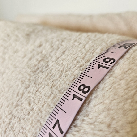 Two light ballerina pink faux fur decorative square accent pillows 19x19 inches - Picture 2 of 4